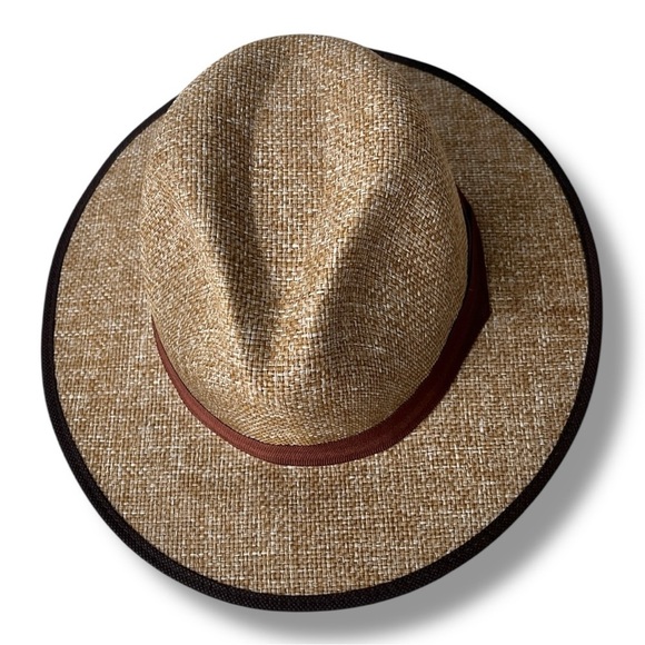 Vintage Sombreros Canotier Straw Boater Skimmer Hat w/ Brown Ribbon Sz Small - Picture 2 of 10